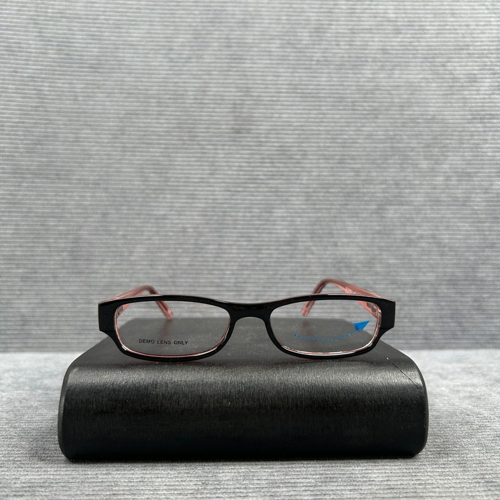 Essilor Vision Foundation EVF8014 Black Pink Floral Rectangle Y2k Eyeglass Frame